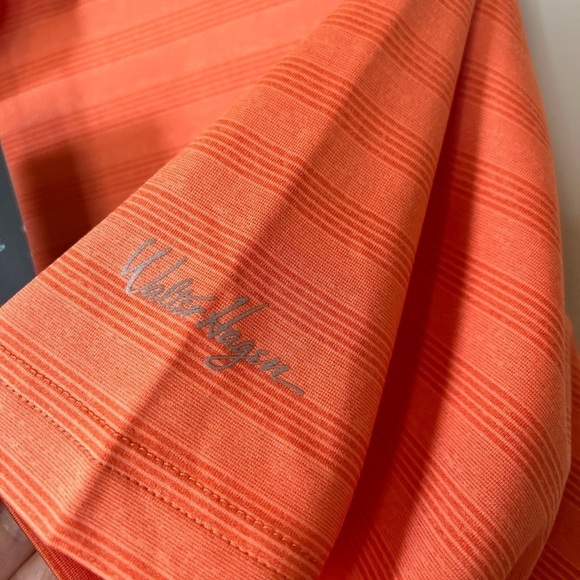 Walter Hagan Perfect 11 Fine Line Textured Stripe Polo in Sweet Orange - Picture 4 of 7